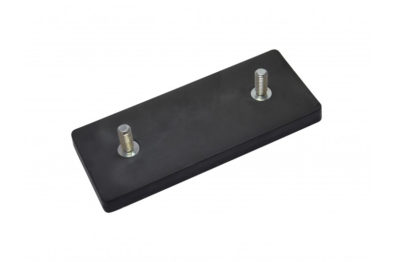 Neodymium magneetsysteem in rubber, rechthoekig met 2 draadstiften zwart SAV 240.41-MG110-2xM6-SW