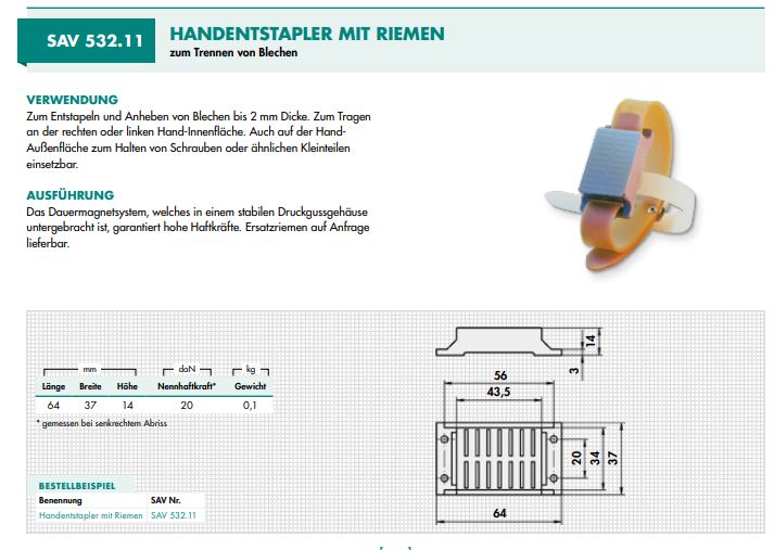 Datablad polsbandmagneet
